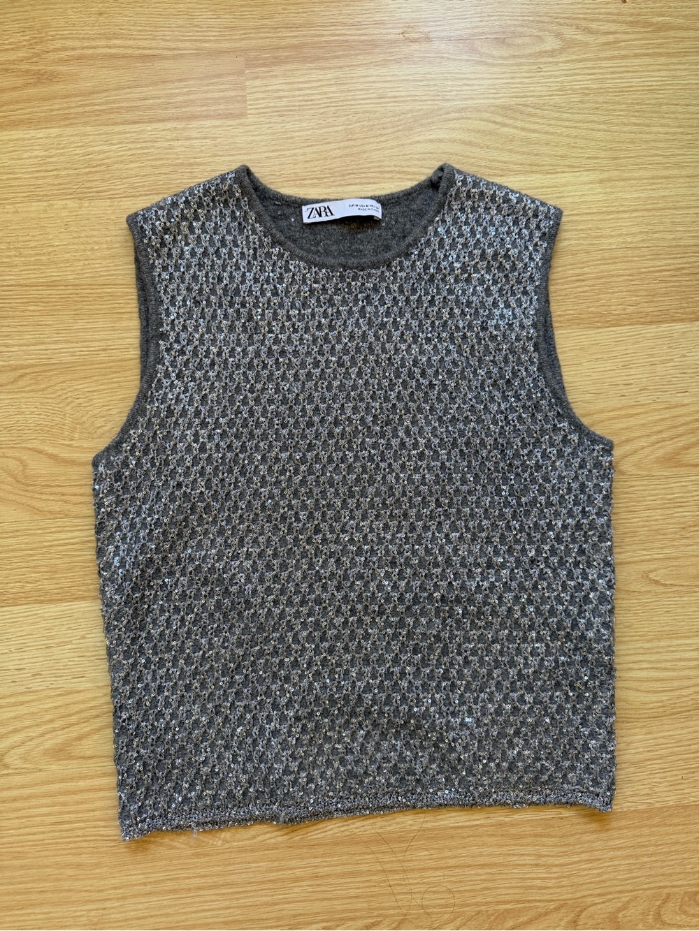 Zara Gray Metallic Knit Sweater Tank